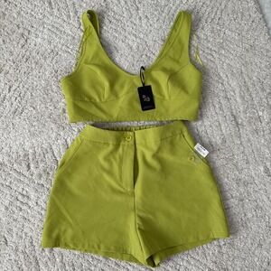 NWT sincerely Jules Lime green crop top and shorts set